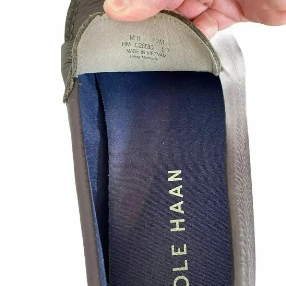Cole Haan Penny Loafers 10 Dark Brown Pebbled Leather Slip On C28530‎